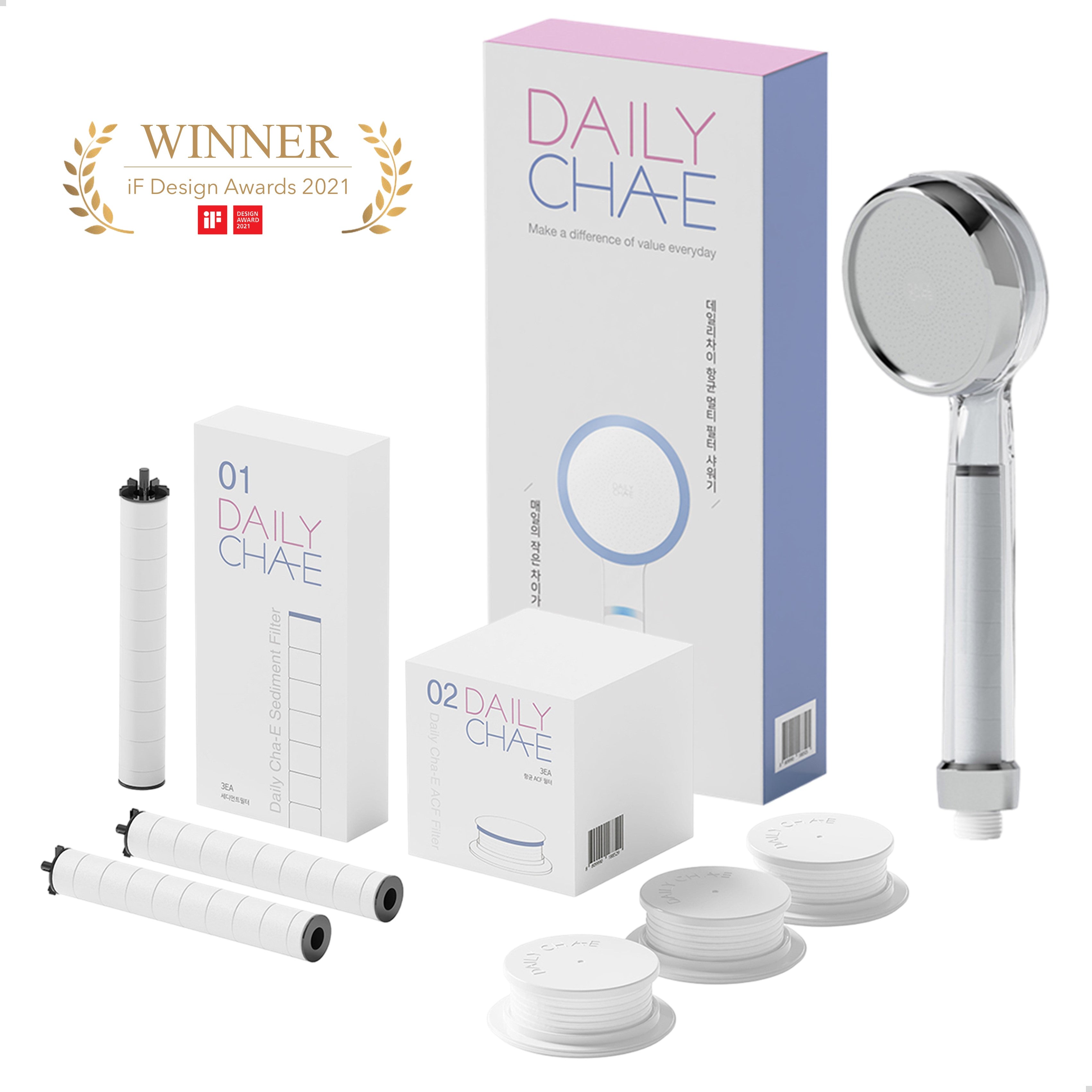Set A – DailyCha-E Shower Head + Sediment Filter + ACF Filter